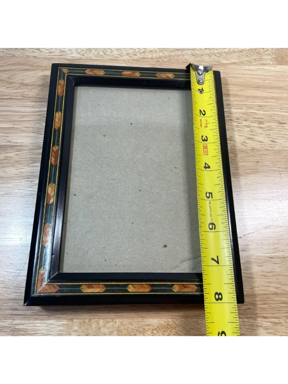 Vintage Fetco Marquetry Wood Arts and Crafts Picture Frame Freestanding Hanging